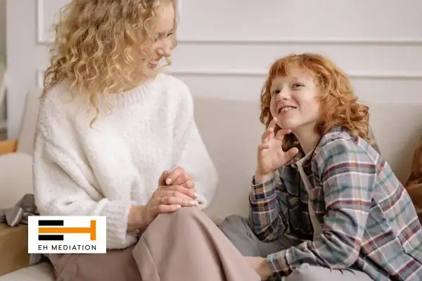 Happy mother and child after sorting child arrangements mediation City Of London & Greater London