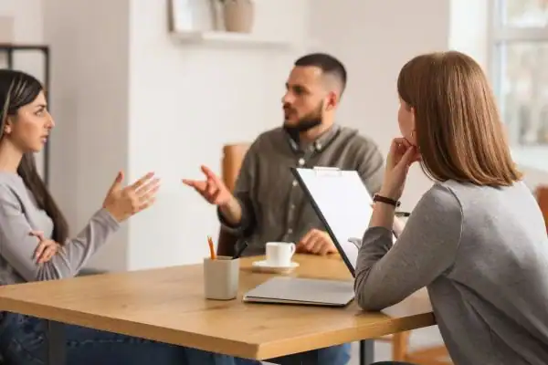 Image of couple access free mediation using family mediation voucher scheme City Of London & Greater London